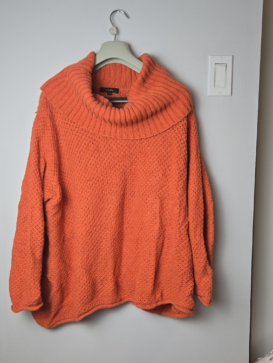 Cotton Ginny Sweaters - Vintage Cotton Ginny Burnt Orange Chunky Knit Cowl Neck Sweater